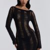 Jaded London Black Umbra Shredded Mini Dress | Knitwear