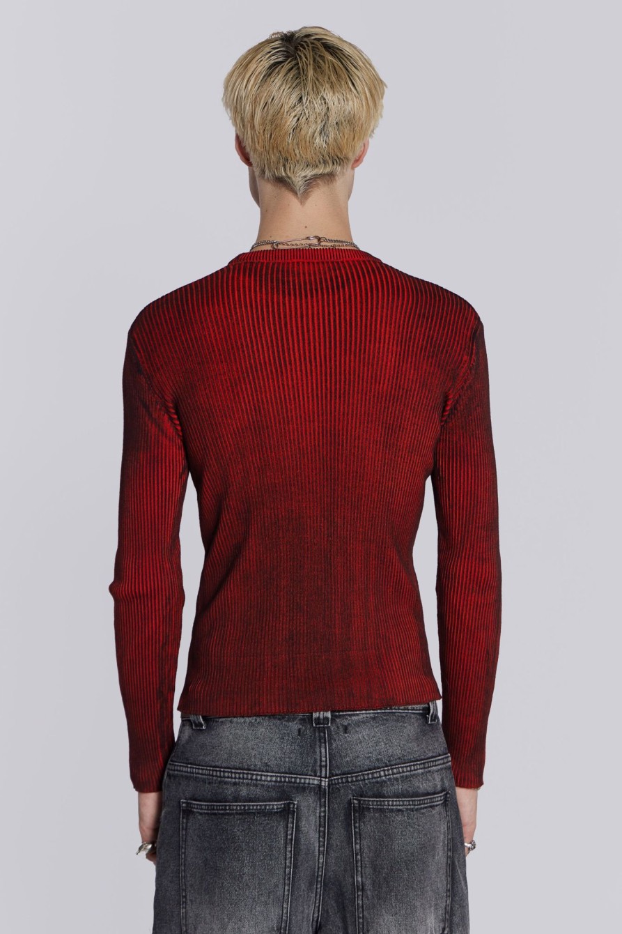 Jaded London Red Scrape Knit | Knitwear