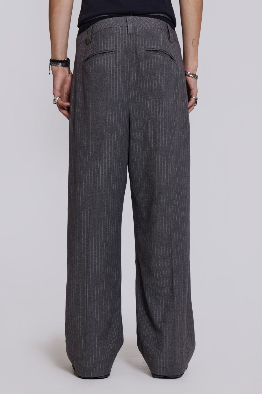 Jaded London Goliath Light Grey Pinstripe Suit Pants | Tailoring