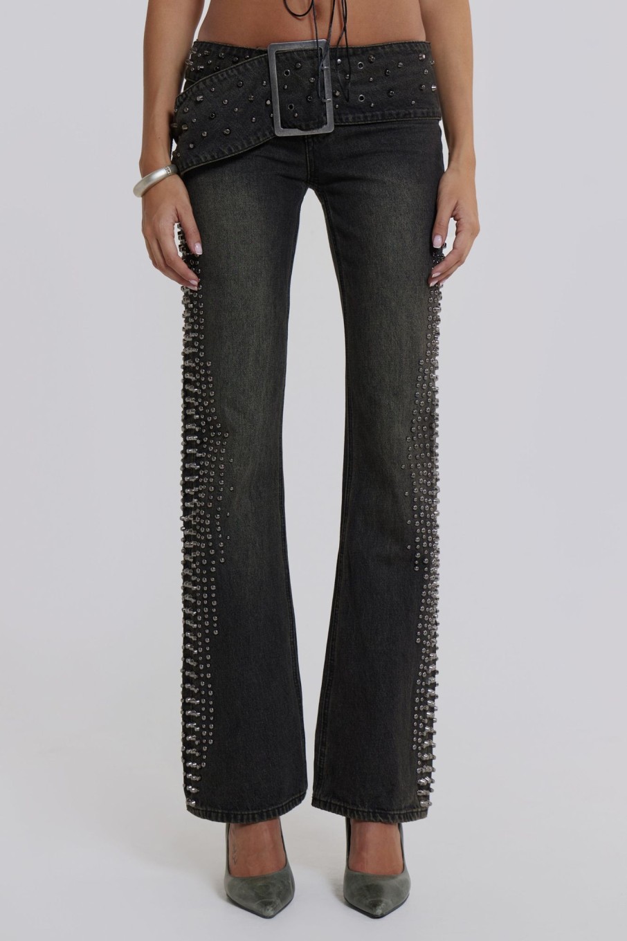 Jaded London Studded Up Denim Jeans | Statement Jeans