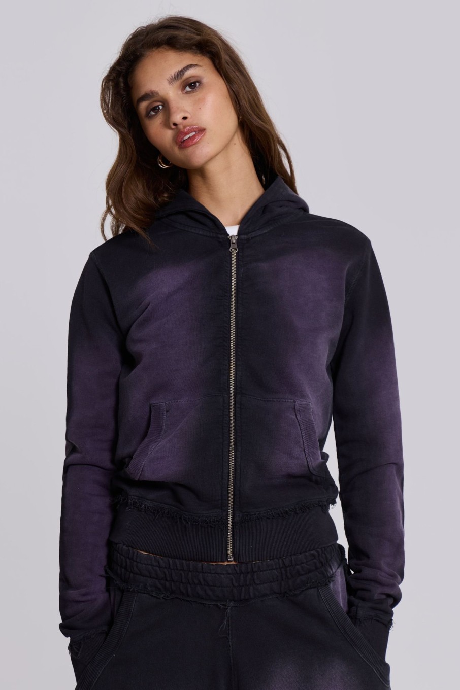 Jaded London Deep Purple Fade Mini Monster Hoodie | Loungewear