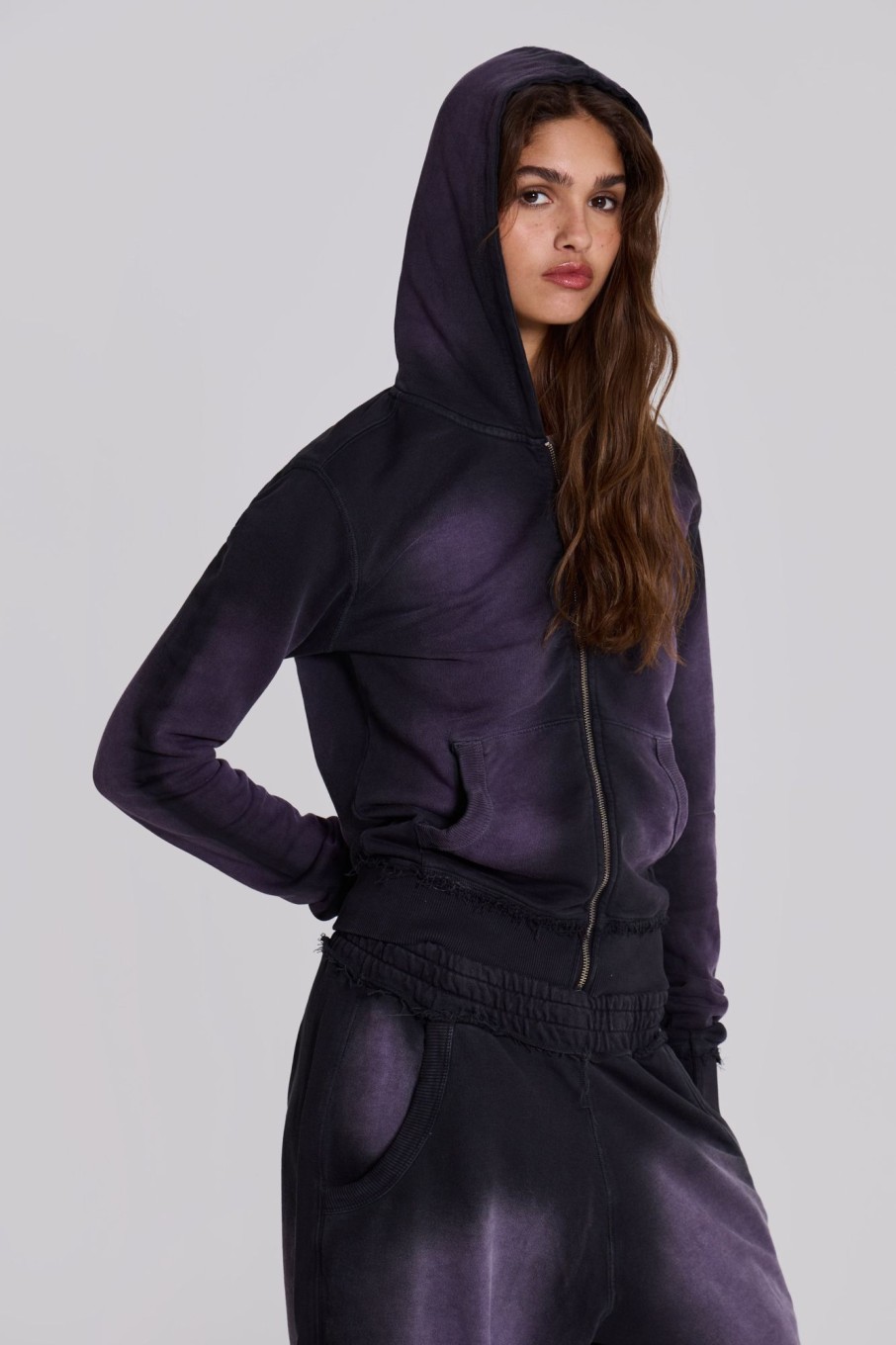 Jaded London Deep Purple Fade Mini Monster Hoodie | Loungewear