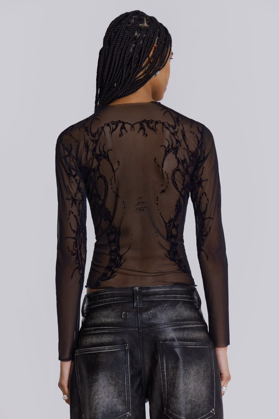 Jaded London Wings Mesh Top | Long Sleeve Tops