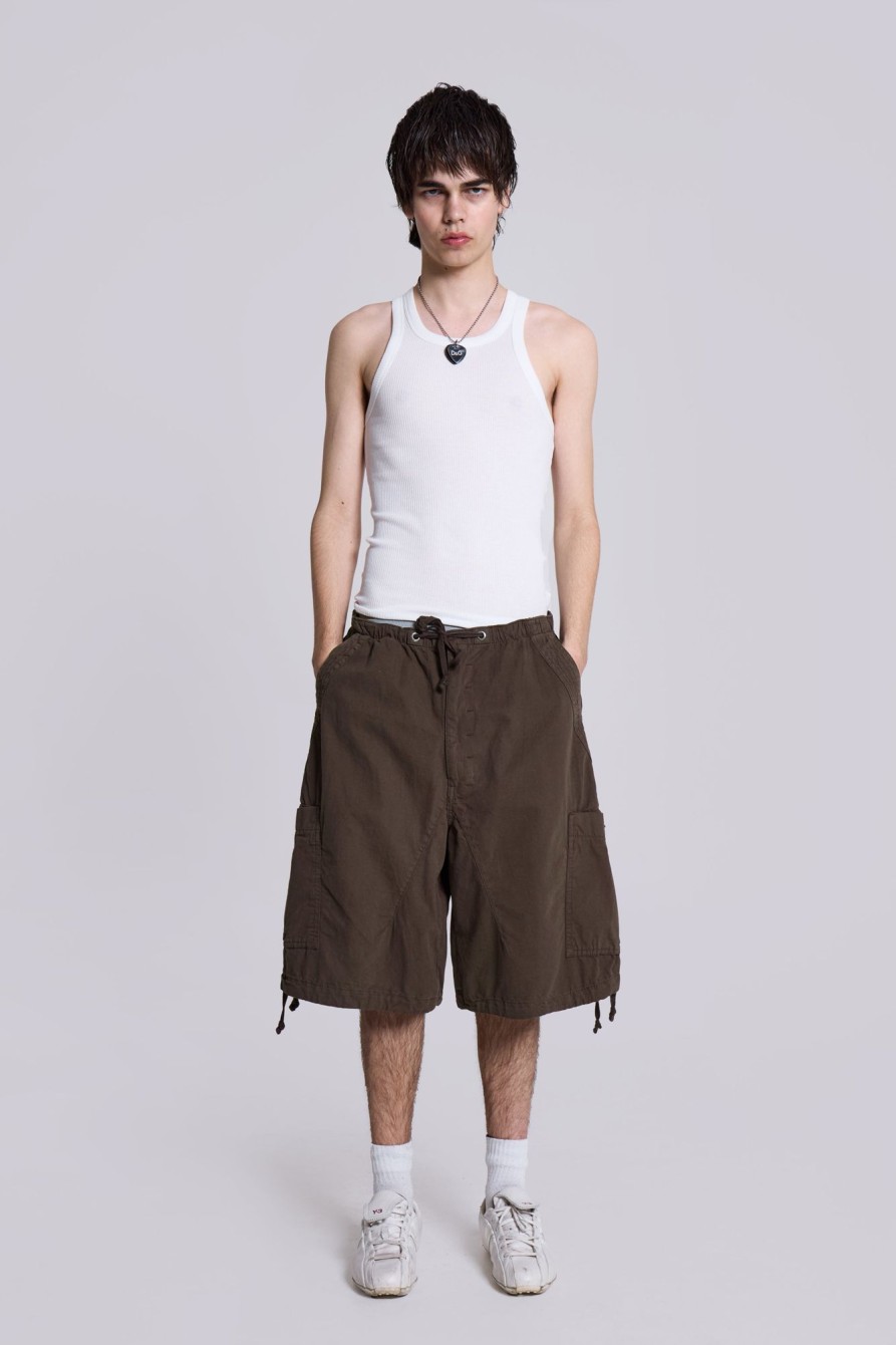 Jaded London Brown Parachute Cargo Shorts | Shorts & Jorts