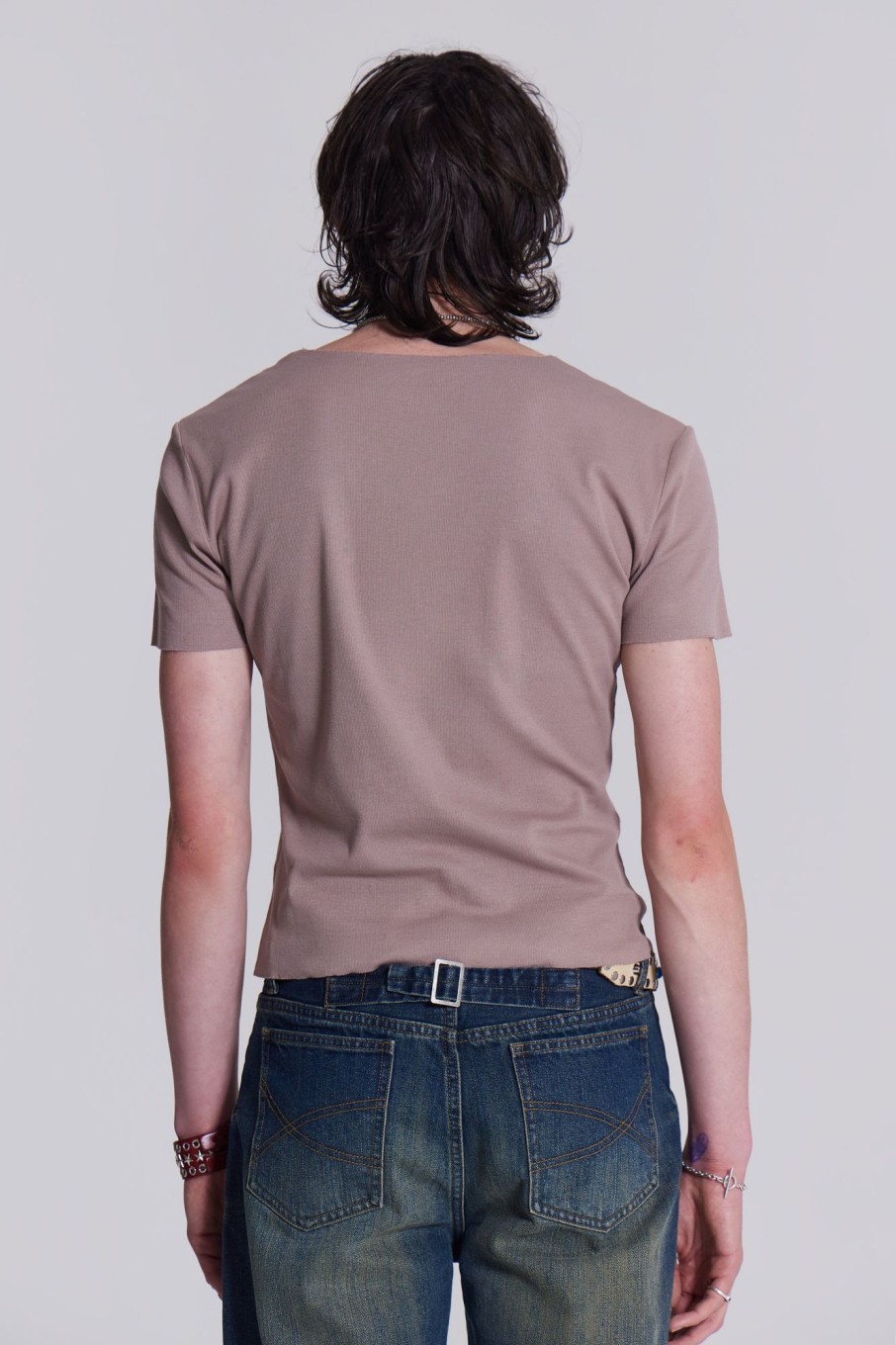 Jaded London Ntrls Taupe Rib Tee | Basics