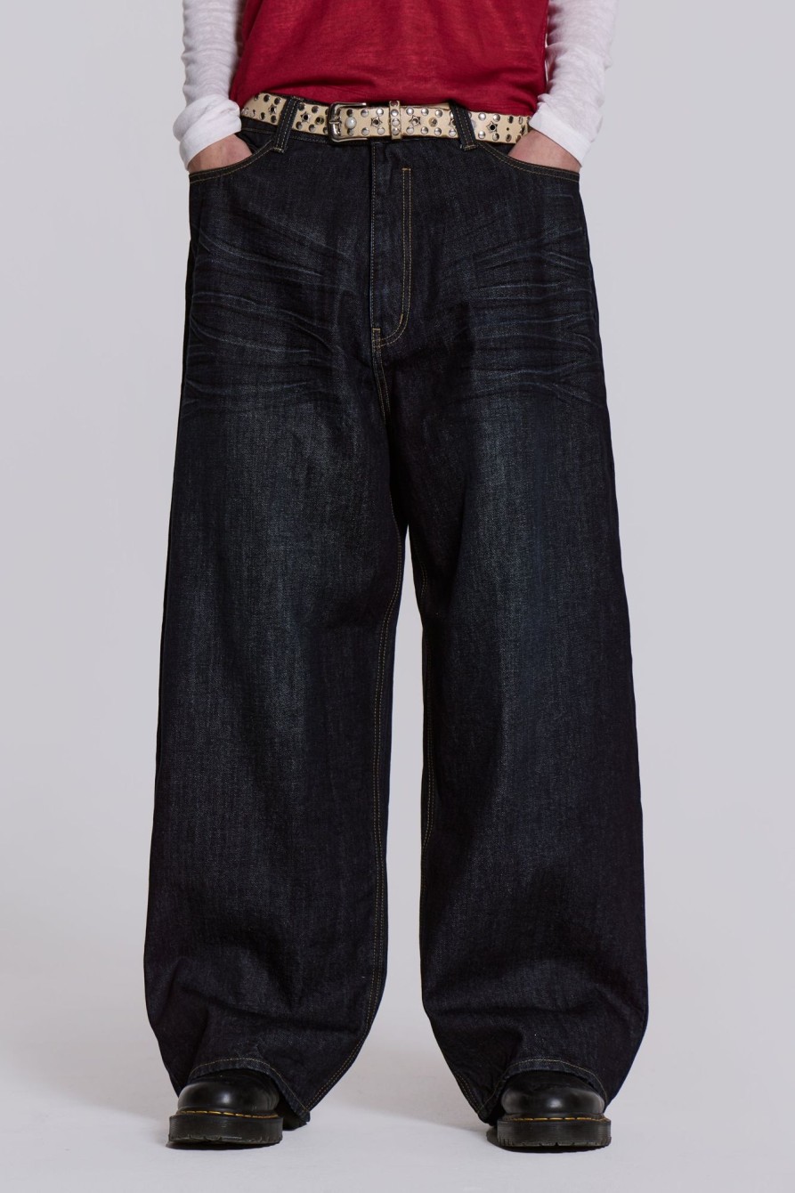 Jaded London Creased Indigo Xl Colossus Jeans | Jeans